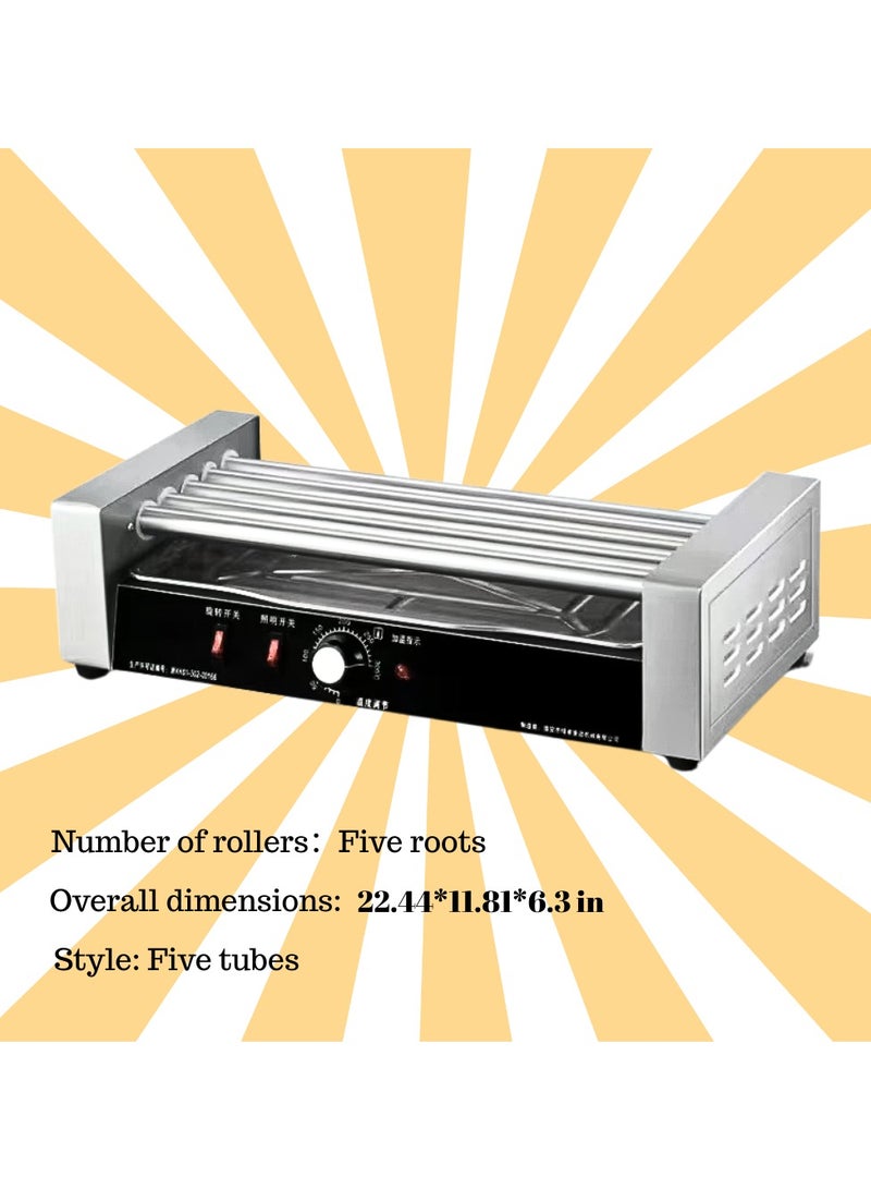 McDou Hot Dog Roller, 5 Non-stick Rollers (304 Stainless Steel), 12 Hot Dog Sausage Griller, Suitable for Restaurants, Coffee Shops, Supermarkets, etc. - Image 1