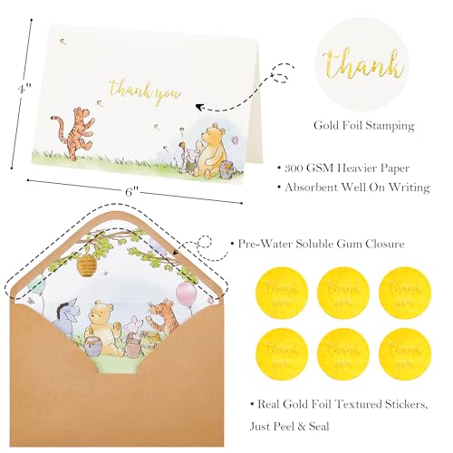 Crisky 50 Pack Cute Bear Thank You Cards Blank Inside with Envelopes and Stickers for Birthdays, Baby Showers, Friendsgiving - Image 2