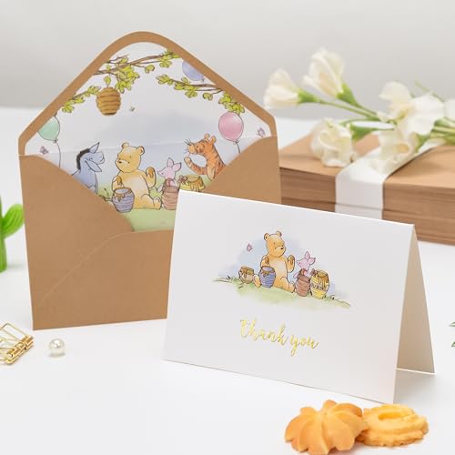Crisky 50 Pack Cute Bear Thank You Cards Blank Inside with Envelopes and Stickers for Birthdays, Baby Showers, Friendsgiving - Image 3