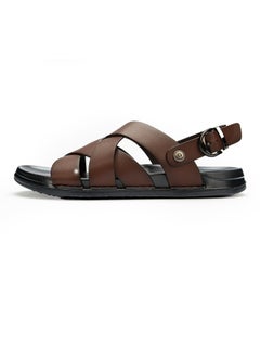 AL-WAHA AL-ZHABIA Men's Classic Brown Leather Sandals - Breathable Rubber Sole, Anti-Slip & Durable for Desert Climate, Lightweight Comfort for Daily Wear(43)  - Image 3