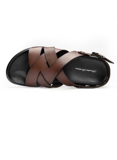 AL-WAHA AL-ZHABIA Men's Classic Brown Leather Sandals - Breathable Rubber Sole, Anti-Slip & Durable for Desert Climate, Lightweight Comfort for Daily Wear(43)  - Image 4