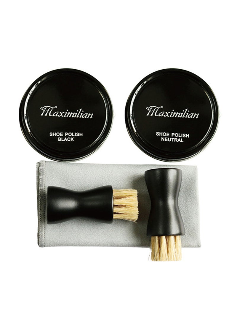 Maximilian - Shoe Polish Care Kit Leather Conditioner and Cleaner for Cleaning and Shining Leather Shoes Boots, Including Black and Neutral Polish Wax Cleaning Cloth Buffing Brush and Shoe Horn - Image 1