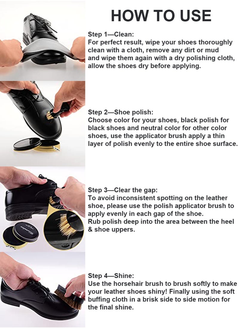 Maximilian - Shoe Polish Care Kit Leather Conditioner and Cleaner for Cleaning and Shining Leather Shoes Boots, Including Black and Neutral Polish Wax Cleaning Cloth Buffing Brush and Shoe Horn - Image 1