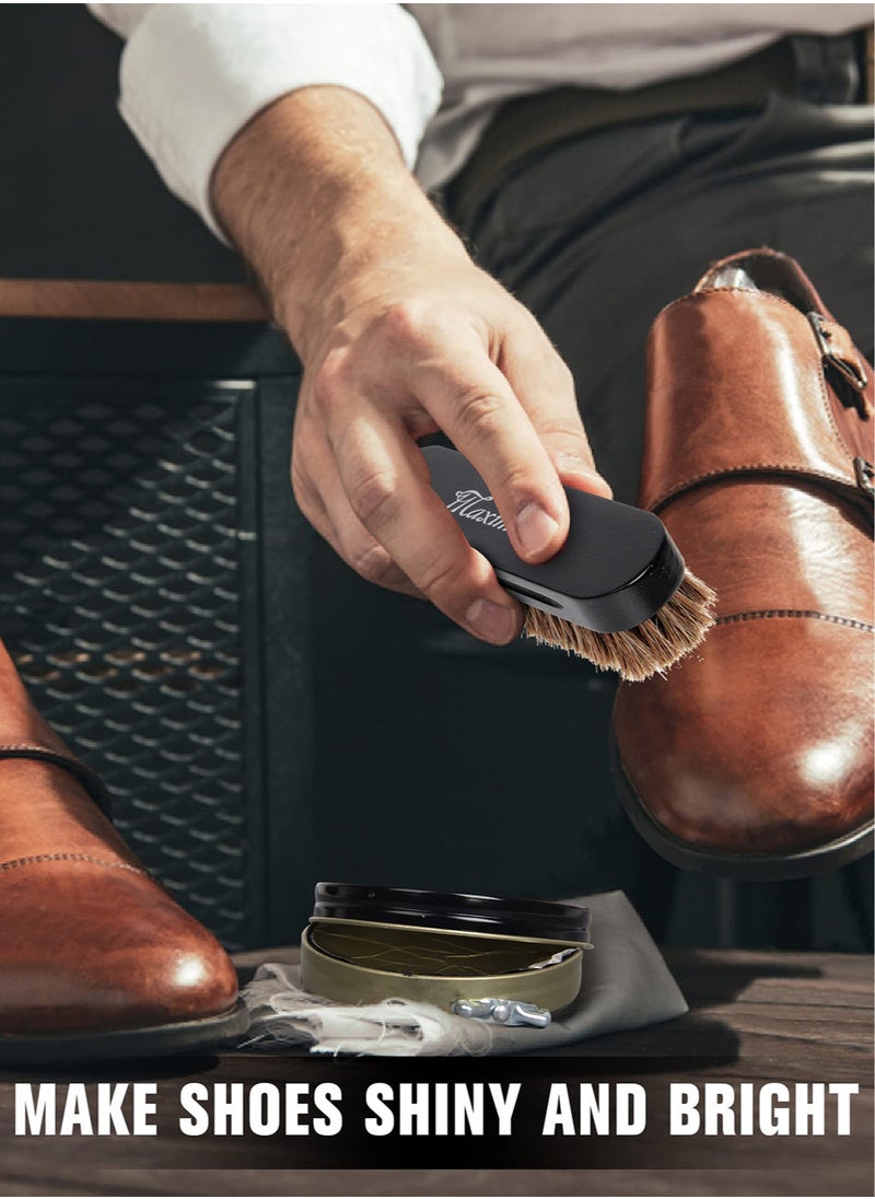 Maximilian - Shoe Polish Care Kit Leather Conditioner and Cleaner for Cleaning and Shining Leather Shoes Boots, Including Black and Neutral Polish Wax Cleaning Cloth Buffing Brush and Shoe Horn - Image 1