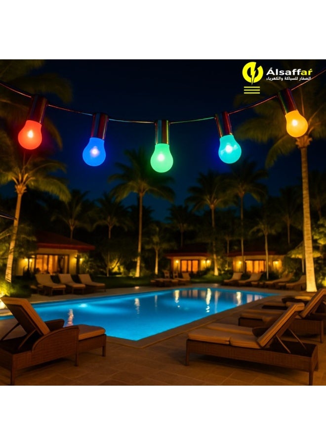Outdoor light string, 70 meters, 100 bulbs, E27 holder, waterproof and heat resistant. - Image 4