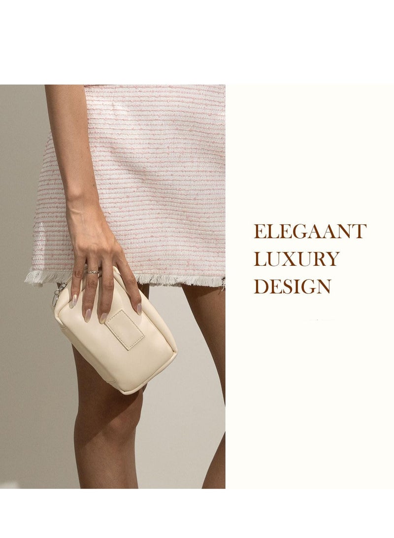 Stylish Waterproof PU Leather Travel Makeup Bag for Women, Large Capacity Portable Cosmetic Organizer with Flat Design - Image 4