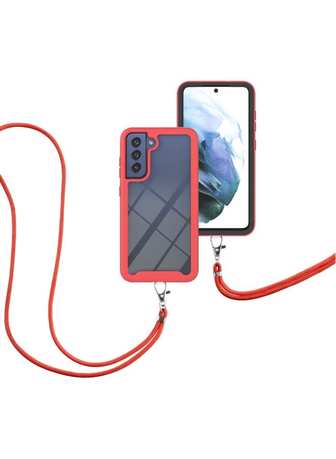 اس-توب جراب لهاتف Samsung Galaxy S21 FE من سلسلة Starry Sky بلون سادة مقاوم للصدمات من البولي كربونات + جراب واقٍ من مادة TPU مع حزام للرقبة - Image 3