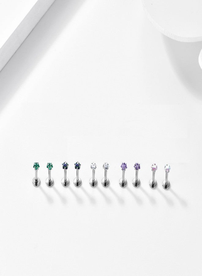 BelezaDosas G23 Titanium Labret Studs Threadless 16G Lip Rook Lobe Tragus Helix Cartilage Push Back Earring Piercing Jewelry (1pair Star AB) - Image 3