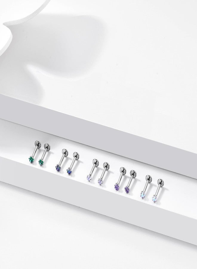 BelezaDosas G23 Titanium Labret Studs Threadless 16G Lip Rook Lobe Tragus Helix Cartilage Push Back Earring Piercing Jewelry (1pair Star AB) - Image 4