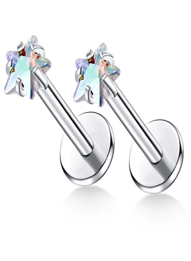 BelezaDosas G23 Titanium Labret Studs Threadless 16G Lip Rook Lobe Tragus Helix Cartilage Push Back Earring Piercing Jewelry (1pair Star AB) - Image 1