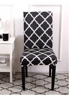 Kutis 6-Piece High Back Stretchable Chair Cover Polyester Black/White  - Image 2