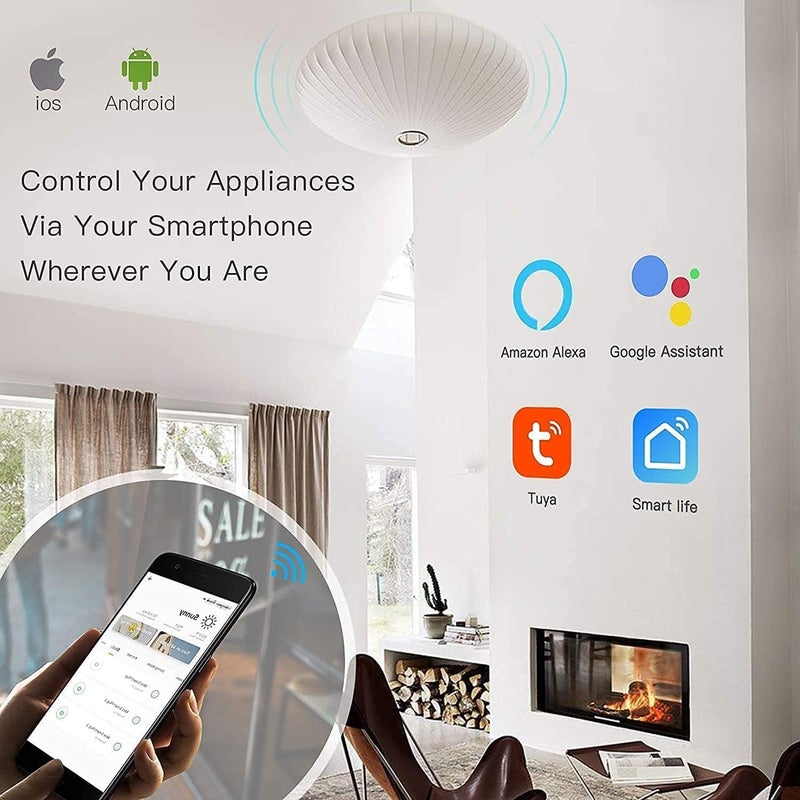 ماكايورون مفتاح إضاءة حائط ذكي WiFi، مفاتيح لاسلكية، لا يتطلب سلك محايد، متوافق مع Alexa وGoogle Home، تحكم عن بعد عبر التطبيق باللمس، لا يتطلب مركز تحكم، تحكم صوتي (4 مجموعات، أبيض) - Image 2