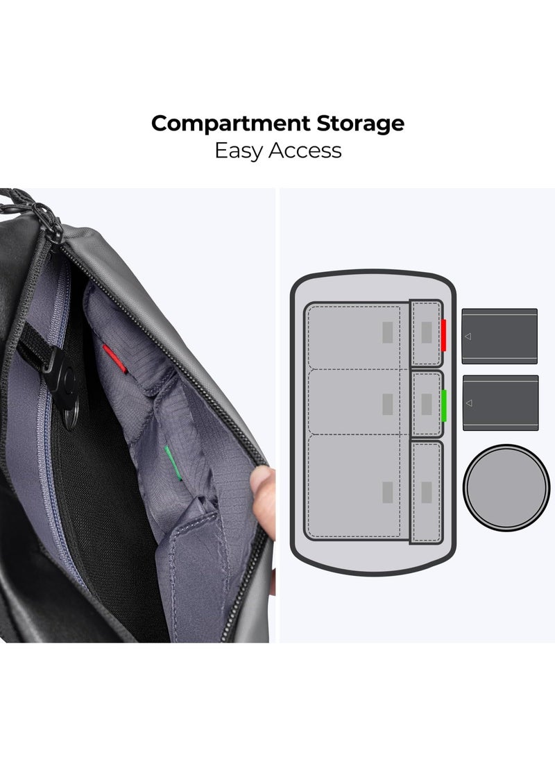 K&F Concept حقيبة كتف 2 في 1 سعة 10 لتر حقيبة يومية وحقيبة كاميرا متعددة الوظائف حقيبة ظهر DSLR سوداء محمولة - Image 2