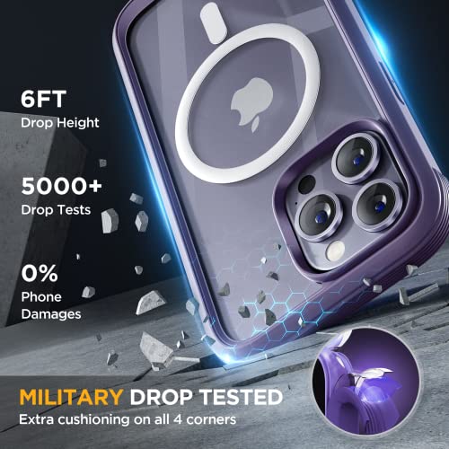 Miracase Magnetic for iPhone 14 Pro Max Case 6.7 inch, (Compatible with MagSafe) Upgrade Full-Body Clear Phone Bumper Case with Built-in 9H Tempered Glass Screen Protector, Magnetic Purple - Image 5