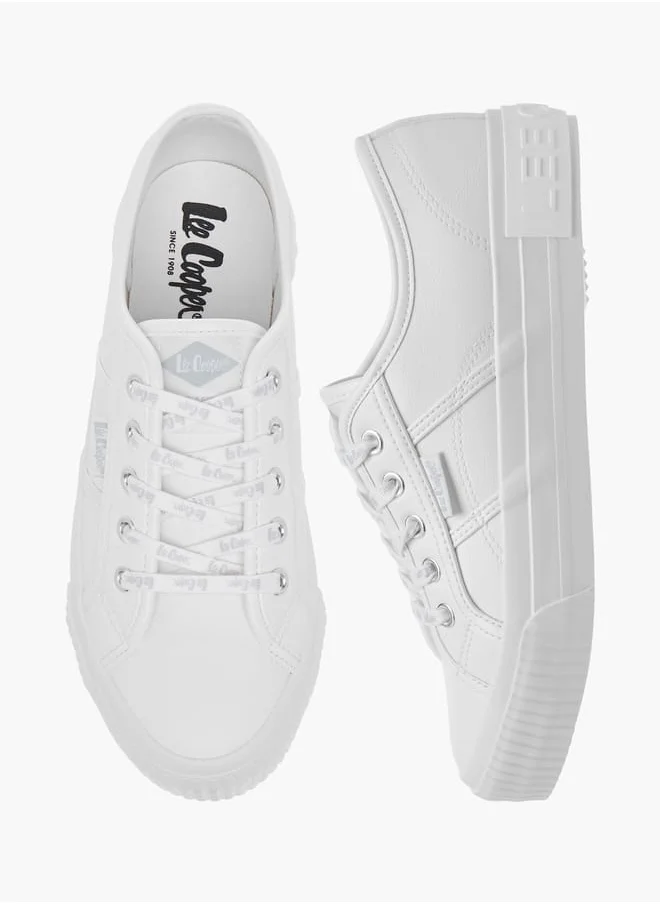 لي كوبر Women's Logo Embossed Sneakers with Lace-Up Closure