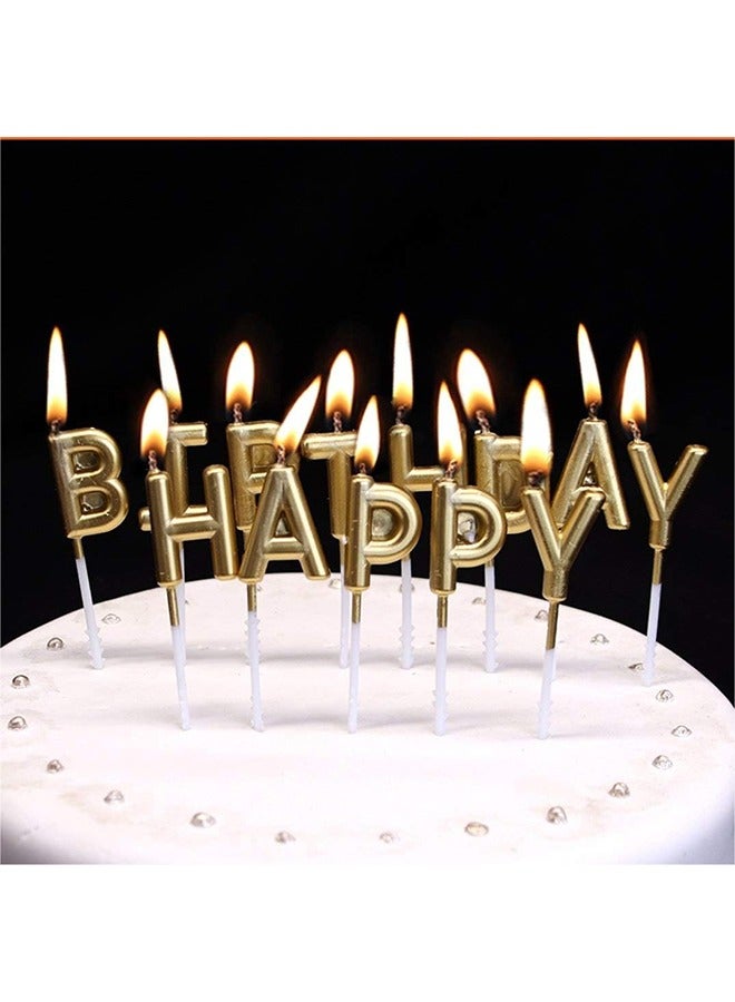 مجموعة من 26 شمعة عيد ميلاد على شكل أحرف، شموع كعك، شموع كب كيك لعيد الميلاد وحفلات الزفاف وحفلات الحظ (ذهبي + وردي)