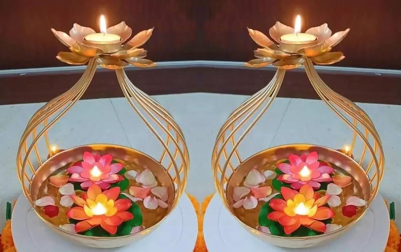 YABIE ARTS Diya Flower Decorative Urli Bowl for Home Handcrafted Bowl for Floating Flowers and Tea Light Candles HomeOffice and Table Decor Diwali Decoration Items for Home TLight - Image 1