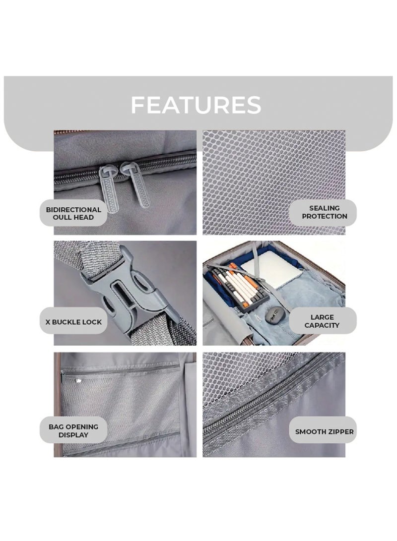 Reflection PP Cabin Luggage Airline Approved, Scratchproof Lightweight 20 Inch Luggage- 360° Silent Wheels, PP Hard Suitcase Trolley, Spinner Wheels, Travel Luggage  (20-Inch , Sand Grey) - Image 3