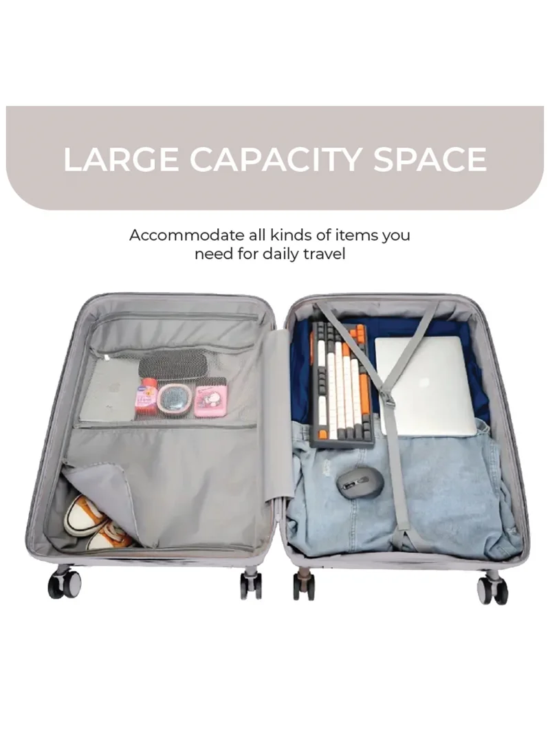 Reflection  Reflection PP Cabin Luggage Airline Approved, Scratchproof Lightweight 20 Inch Luggage- 360° Silent Wheels, PP Hard Suitcase Trolley, Spinner Wheels, Travel Luggage  (20-Inch , Sand Grey)  | Best Price UAE