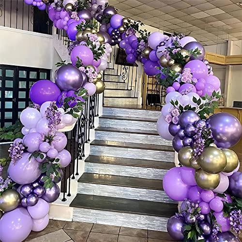 DCJHFJ Purple Balloon Garland Kit Dark And Gold Arch Lavender Light Decoration For Baby Girl Princess Party Birthday - Image 2