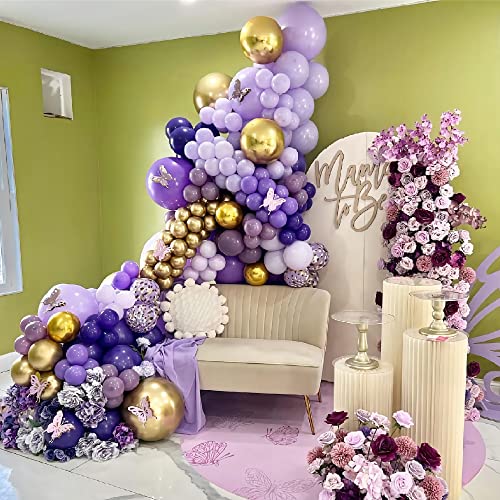 DCJHFJ Purple Balloon Garland Kit Dark And Gold Arch Lavender Light Decoration For Baby Girl Princess Party Birthday - Image 5