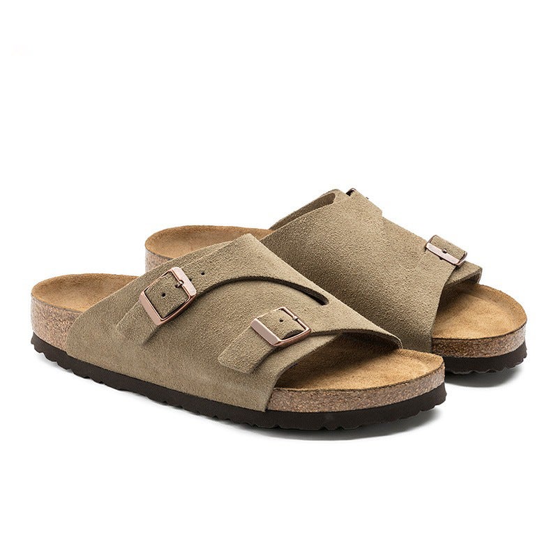 Birkenneth shoes cork sandals and slippers for outwear genuine leather loafers retro casual men''s and women''s all-match Birkenneth shoes - Image 2
