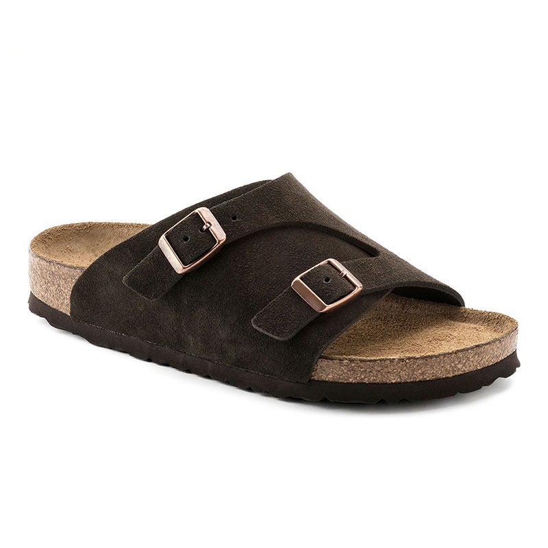 Birkenneth shoes cork sandals and slippers for outwear genuine leather loafers retro casual men''s and women''s all-match Birkenneth shoes - Image 5