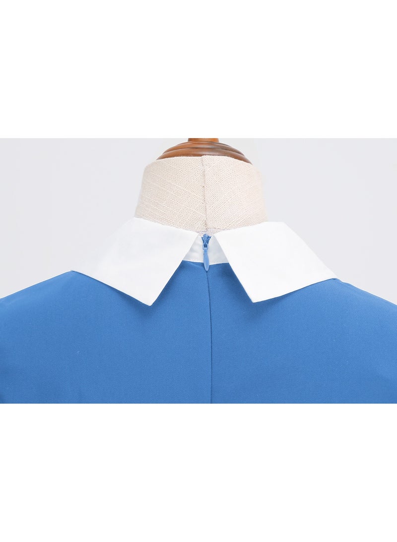 Shougu Shirt Collar Bow Retro Big Swing Dress  - Image 3