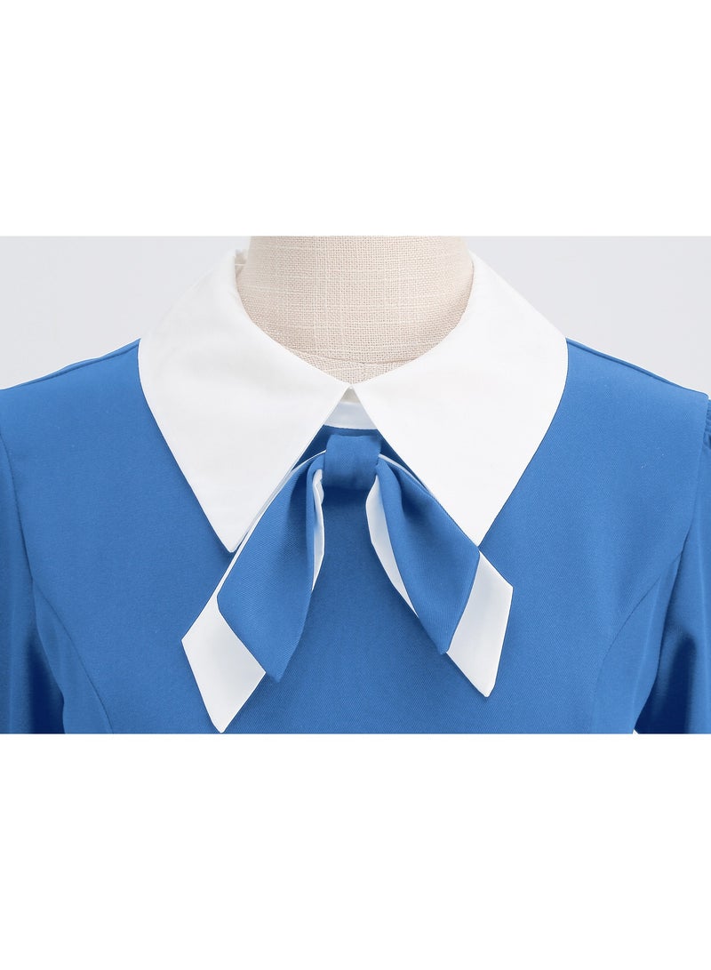 Shougu Shirt Collar Bow Retro Big Swing Dress  - Image 4