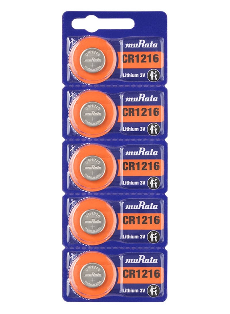muRATA 5-Pieces Murata CR1216 Lithium 3V (muRata) Japan Batteries - Image 1