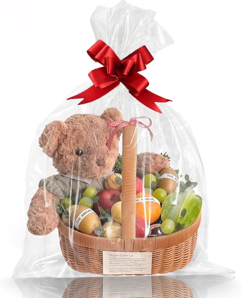 WIKDAY Clear Gift Bags - 10 PCS 16x24 Inches Cellophane Wrap for Gift Baskets - Image 1