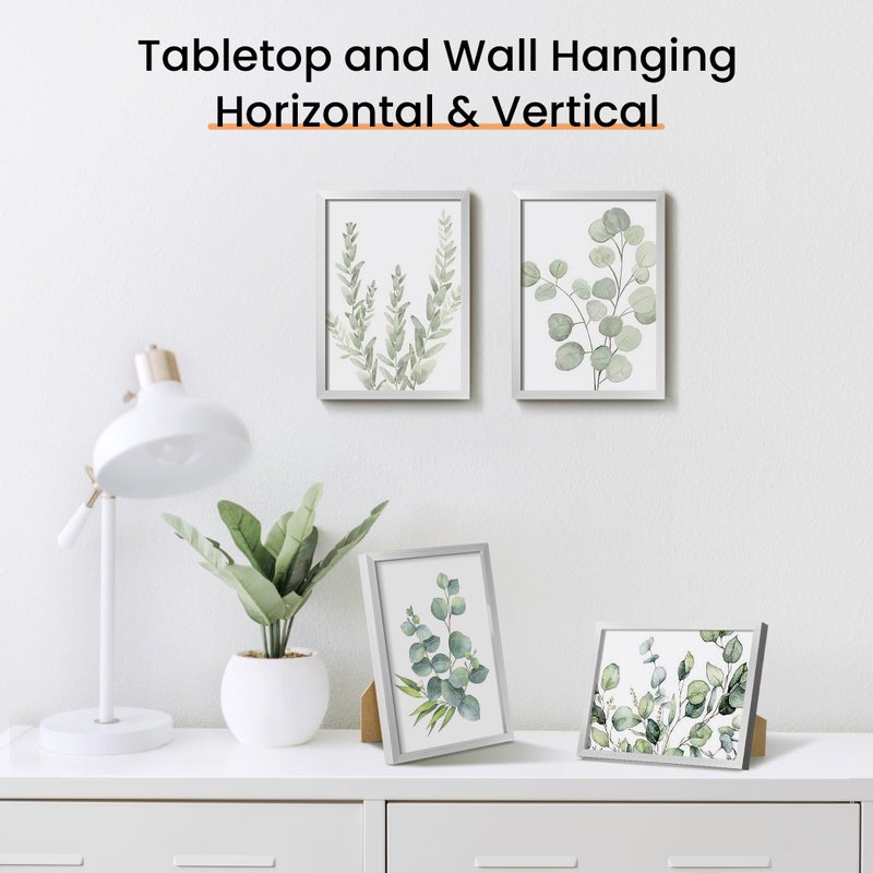 أبس سيمبلز مجموعة إطار الصورة 5 × 7 من 3 مصنوعة من زجاج عالي الوضوح لمدة 5 × 7 إطارات فضية الجدار وشاشة عرض الطاولة إطار صورة حدودية رفيعة للمنزل د؟ - Image 5