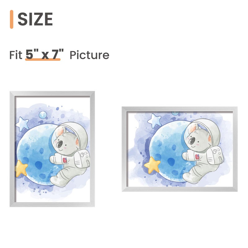 أبس سيمبلز مجموعة إطار الصورة 5 × 7 من 3 مصنوعة من زجاج عالي الوضوح لمدة 5 × 7 إطارات فضية الجدار وشاشة عرض الطاولة إطار صورة حدودية رفيعة للمنزل د؟ - Image 4