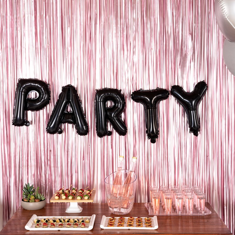 Restaurantware بالون حروف بالونيفاي 16 بوصة، بالون حفلة حرف - حرف T، بالون ميرا الأسود ذاتي الإغلاق، حلقة تعليق، زينة لعيد الميلاد، الزفاف، أو التخرج - Image 4