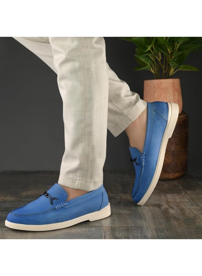 NOAK NO ANIMAL KILLED Casual Leather Material Slip-on Loafers Shoes Comfortable Shoes for Men|Blue|8 UK - Image 3