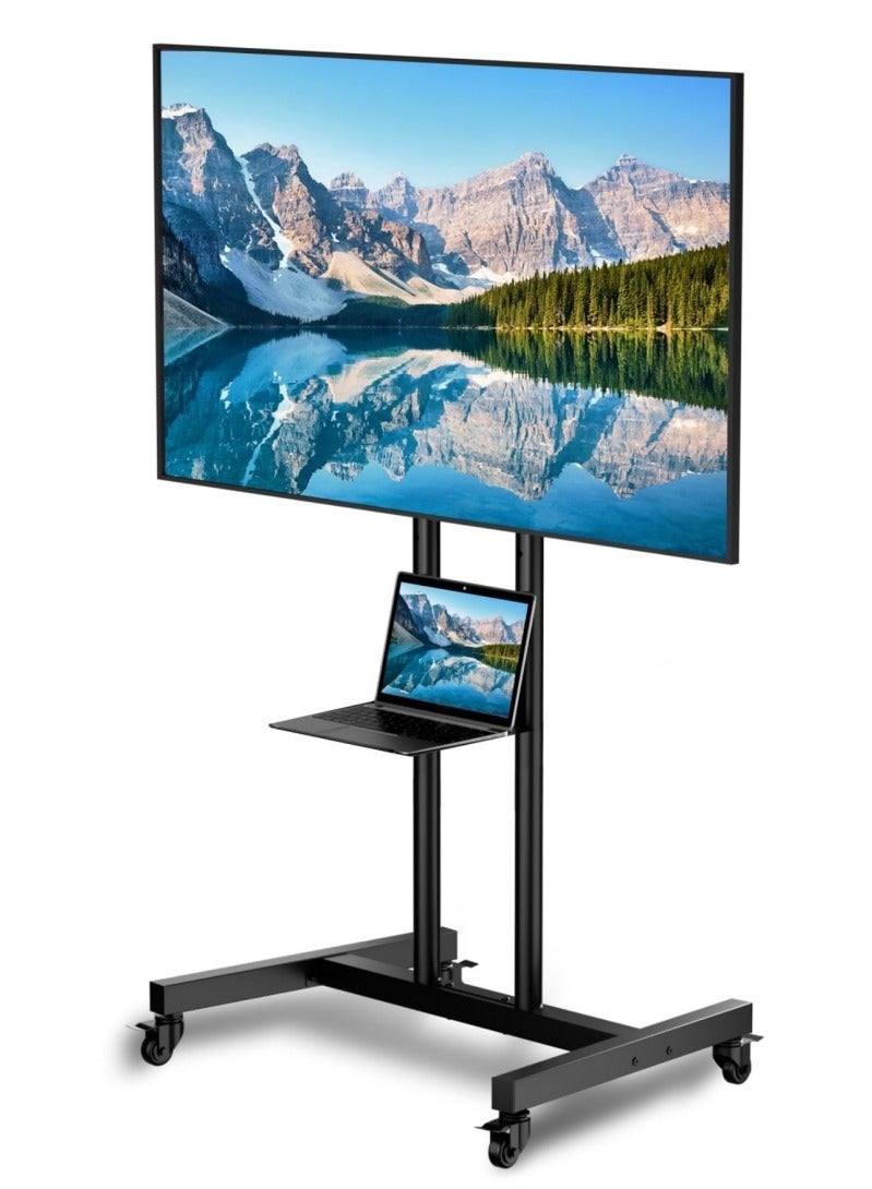 Vizo Hise Mobile TV Stand, TV Cart with Wheels for 32-65 inch TV, Hight Adjustable,15° Adjustable Viewing Angle, Portable TV Stand with Shelf, Max 40 kg, Vesa max 600×400  - Image 1