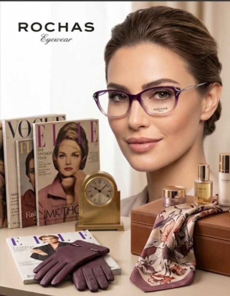 روشاس نظارة طبية نسائية من Rochas موديل R09170/P C03 إطار كامل شكل مستطيل معدن - Image 5