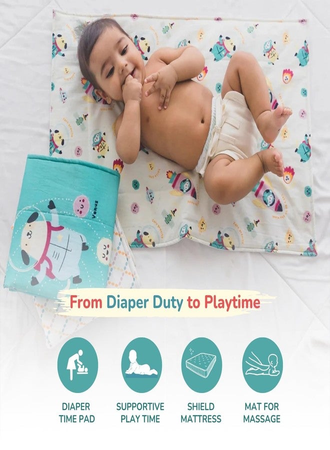 TIDY SLEEP حصيرة تغيير حفاضات الأطفال من تايدي سليب - مقاومة للماء، قابلة للطي، مبطنة، مناسبة لحديثي الولادة والرضع - عبوة من 4 قطع، كابتن البطريق (65 سم × 45 سم) - Image 2