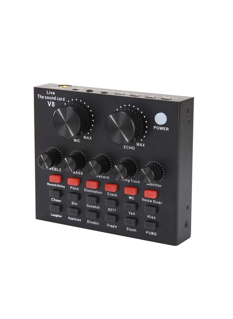 V8 V8 Live Sound Audio Mixer USB External Sound Card Headset Microphone For Double Cell Phone Live Computer And PC Live Recording  - Image 3
