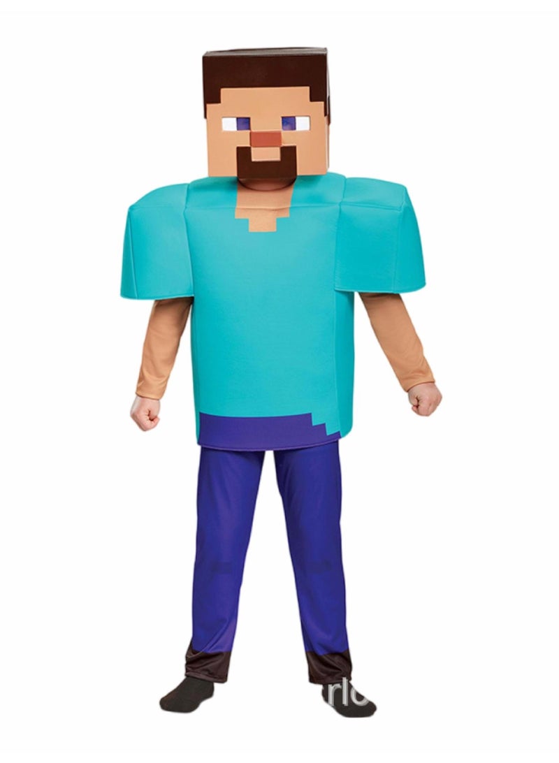 MINECRAFT زي تنكري رسمي فاخر من ماين كرافت أو زي تنكري للأطفال مع غطاء للرأس وبدلة، زي تظاهري للأطفال وحفلات للمهرجانات - Image 1