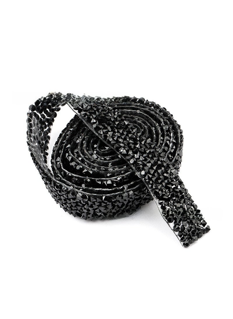 Resin Rhinestone Belt, Hotfix DIY Jewelry Trim Black 1 size = 0.91 m 