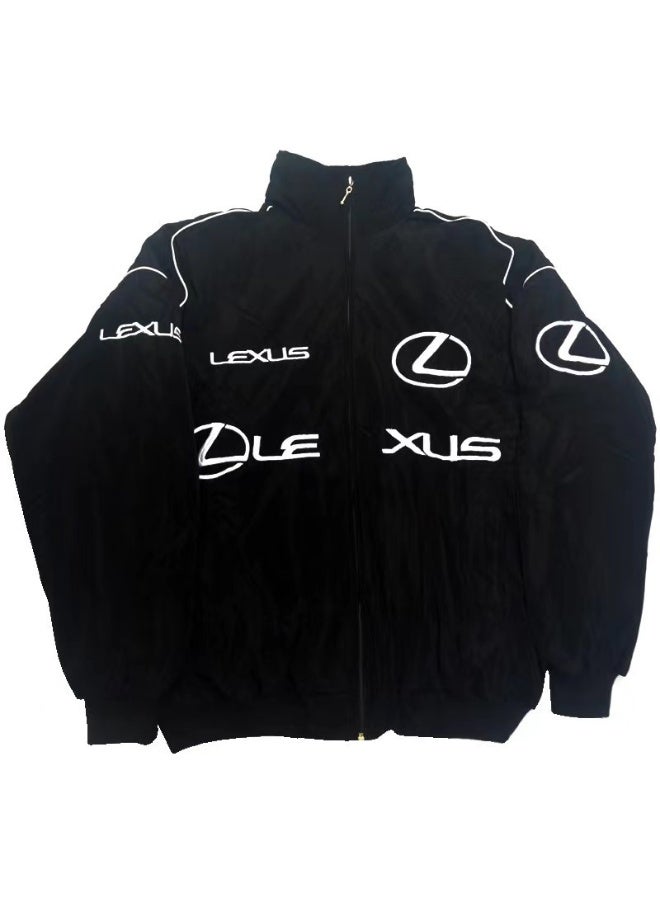 F1 Lexus F1 Racing Jacket - Shell/UPS Sponsor Badges, Color Block, Embroidered Logo, Full-Zip Design, Unisex Motorsport Streetwear Coat - Image 1