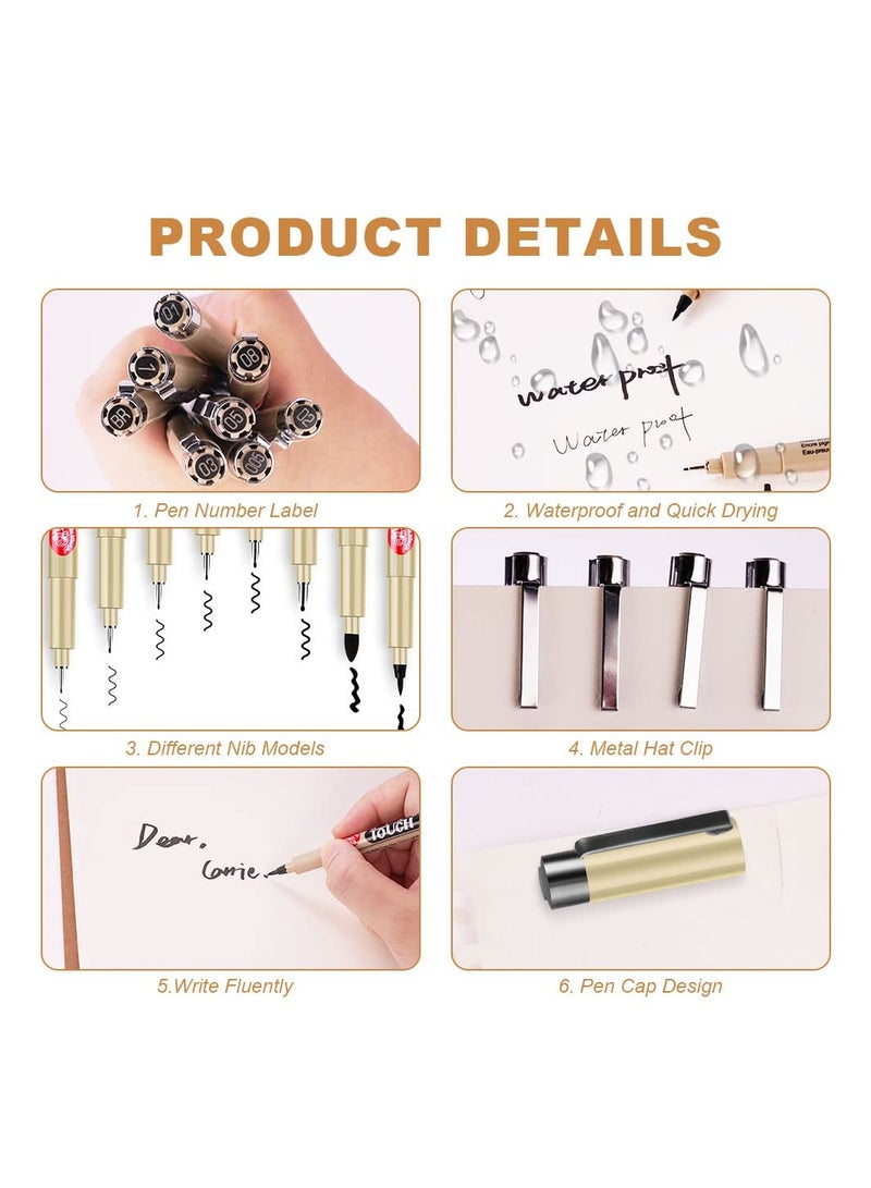 SYOSI Calligraphy Pens, Micro-Pen Fineliner Ink Pens for Writing, Fine Point Drawing Pens Waterproof Archival Ink Multiliner Pens for Artist Illustration, Sketching, Art Drawing, Scrapbooking(8 Packs) - Image 3