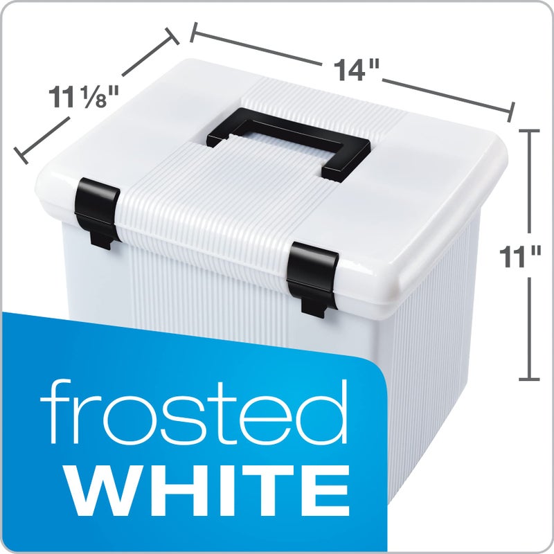 Pendaflex Portable File Box, Frosted White, Hinged Lid with Double Latch Closure - Image 3