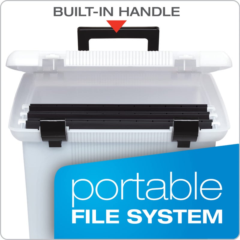 Pendaflex Portable File Box, Frosted White, Hinged Lid with Double Latch Closure - Image 2