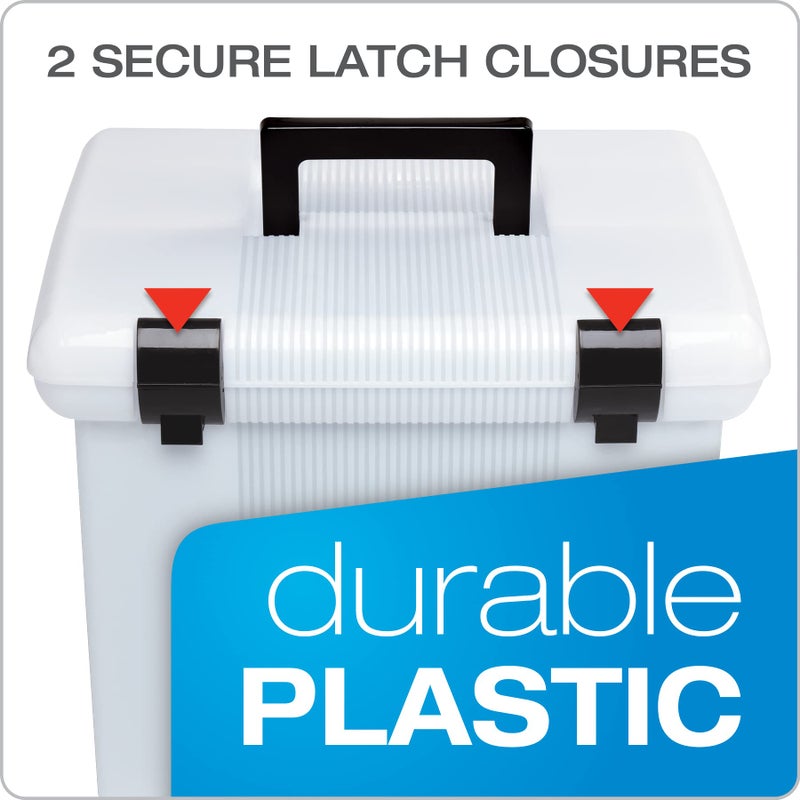Pendaflex Portable File Box, Frosted White, Hinged Lid with Double Latch Closure - Image 5