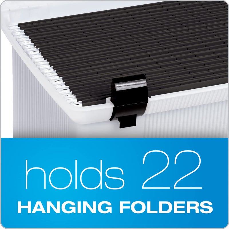 Pendaflex Portable File Box, Frosted White, Hinged Lid with Double Latch Closure - Image 4