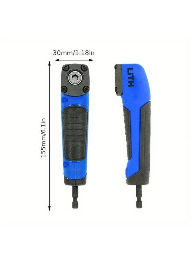 Blue 1 4 Inch Hex Wrench Drill Bit Socket Holder 90 Degree Right Angle Extension Driver Adapter Magnetic Screwdriver Manual Tool - Image 4