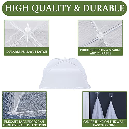 ZMCINER 7 Pack Food Covers for Outdoors Mesh Screen Include Food Tents 1 Extra Large (40"X 24") & 6 Standard (17"X 17") Collapsible and Reusable Mesh Covers for Outside, BBQ Party Supplies, Fruit - Image 5