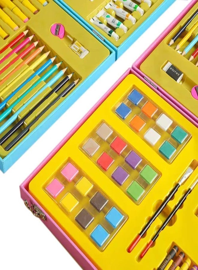 Invite Enterprise Portable Art Set- Drawing Art Supplies Includes Oil Pastels, Colored Pencils, Watercolor Pens, Watercolors For Kids & Adults(88 Pcs,Pink) - Image 5